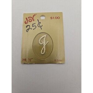 New Iron On Monogram Letter J Joy Brand Vintage Original Packaging 1/2"